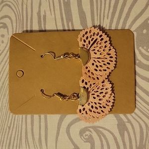 Coral Leather Fan Earring